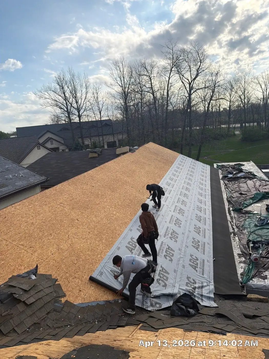Tarping and dry-in on a Michigantown commercial roof